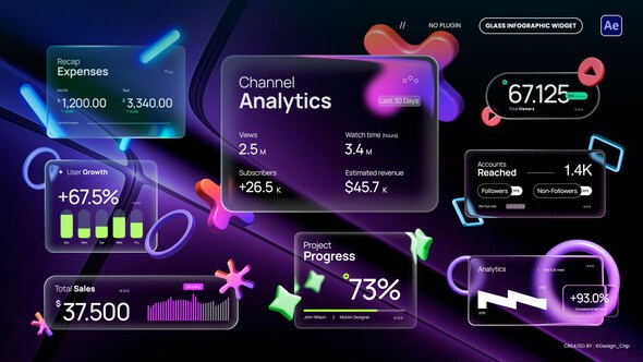 Videohive Glass Infographic Widget 60908163 Logo Stings template preview