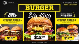 Black Restaurant Menu - Food Promo Video Displays template preview