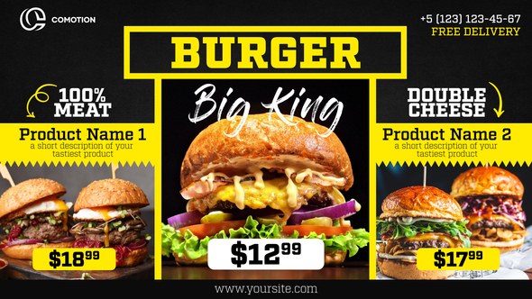 Black Restaurant Menu - Food Promo Video Displays template preview