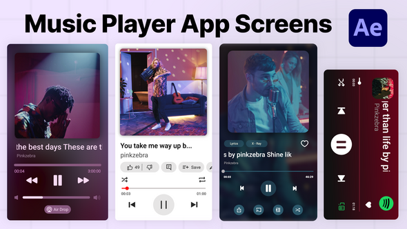 Music Player App Screens Elements template preview