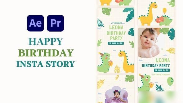 Videohive Birthday Party Instagram Story Openers template preview