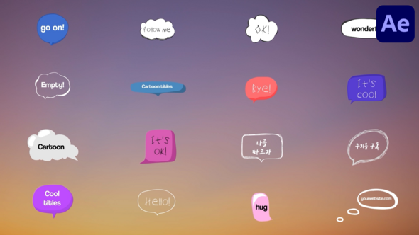 Videohive Cartoon Speech Bubbles And Titles for After Effects Titles template preview