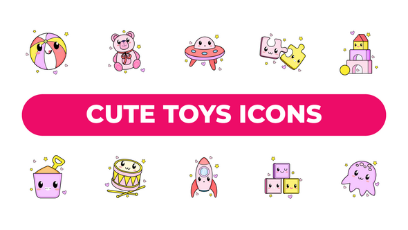Videohive Cute Toys Icons Elements template preview