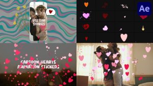 Videohive Cartoon Hearts Animation Stickers for After Effects Elements template preview