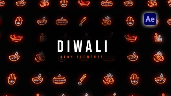 Videohive Diwali Neon Elements Elements template preview