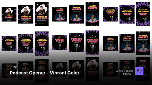 Videohive Intro/Opening - Podcast Opener Vibrant Color After Effects Project Files Openers template preview
