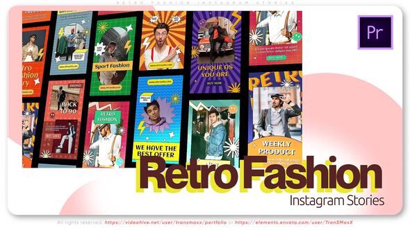 Retro Fashion Instagram Stories Logo Reveal Premiere Pro template preview