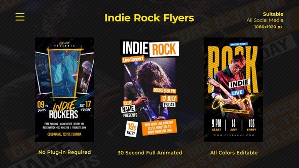 Videohive Indie Rock Flyers Video Displays template preview
