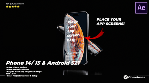 Inspiring App Promo |  Mobile App Promo Kit | 3d Mobile Mockup | App Demo Video | Phone 14 | Android Video Displays template preview