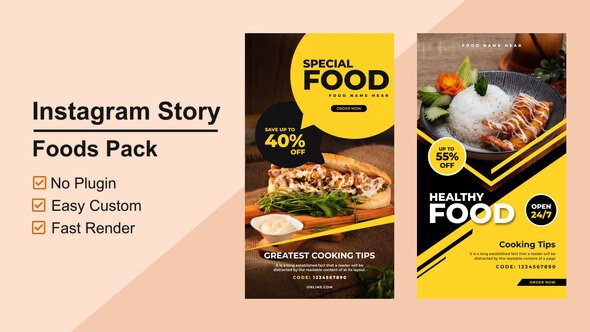Food Instagram Stories V04 Video Displays template preview