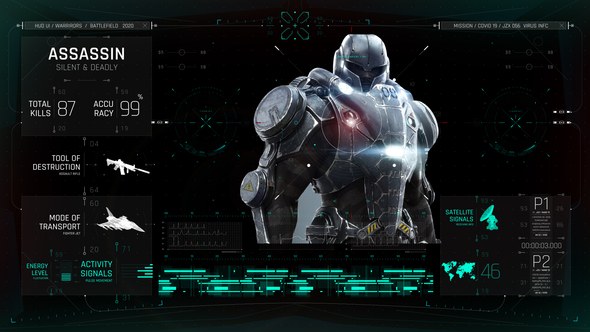 Videohive HUD UI Game Warrior Screen 03 Elements template preview