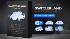 Videohive Switzerland Map - Swiss Confederation Map Kit Video Displays template preview