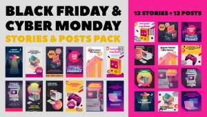 Videohive Black Friday and Cyber Monday Stories Pack Product Promo template preview