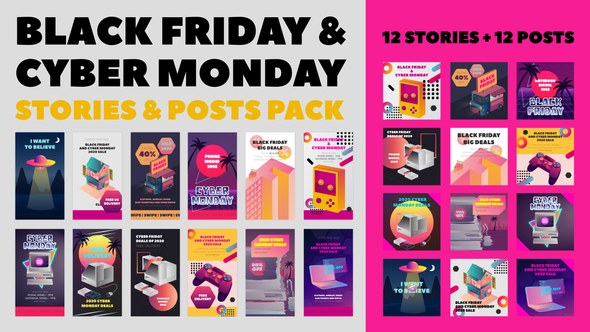 Videohive Black Friday and Cyber Monday Stories Pack Product Promo template preview