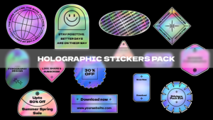 Videohive Holographic Stickers Pack Titles template preview