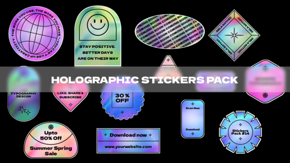 Videohive Holographic Stickers Pack Titles template preview