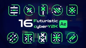 Videohive Futuristic animated cyberY2K Designs Elements template preview
