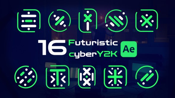 Videohive Futuristic animated cyberY2K Designs Elements template preview