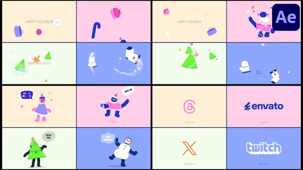 Videohive New Year Morphing Characters Logo Openers for After Effects Logo Stings template preview
