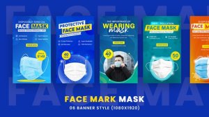 Videohive Face Mark Mask Ads Set Stories Pack Product Promo template preview