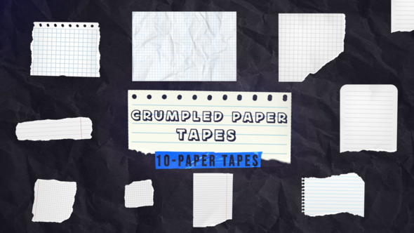 Videohive Crumpled Paper Tapes Titles template preview