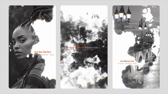 Videohive Black and White Vertical Ink Slideshow Openers template preview