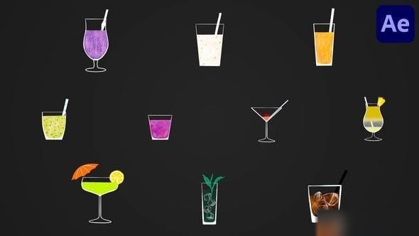 Videohive Cocktail Animated Stickers for After Effects Openers template preview