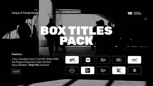 Videohive Box Titles Pack Titles template preview