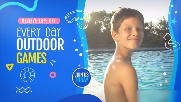 Videohive 4K Kids And Teens Swimming Summer Camp Opener Openers template preview