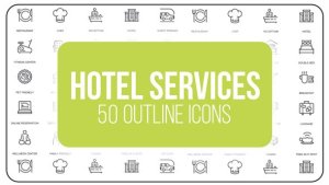 Hotel Services - 50 Thin Line Icons Video Displays template preview