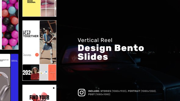 Videohive Design Bento Slides Vertical Reel Video Displays template preview