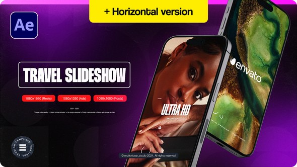 Videohive Vertical Travel Intro Video Displays template preview