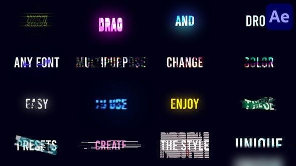 Videohive Glitch Text Presets Pack for After Effects Titles template preview