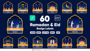 Videohive Ramadan & Eid Lottie Badge Labels Ramadan template preview