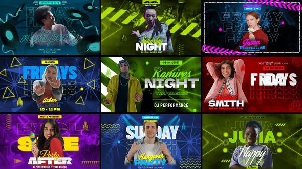 Videohive Neon Beats Freeze Frame Pack Elements template preview