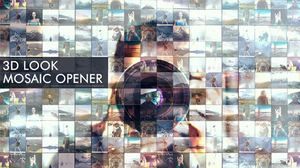 Videohive 3D Look I Mosaic Opener I Slideshow Video Displays template preview