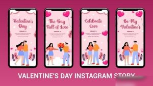Videohive Flat 2D Character Valentines day Instagram Story Elements template preview