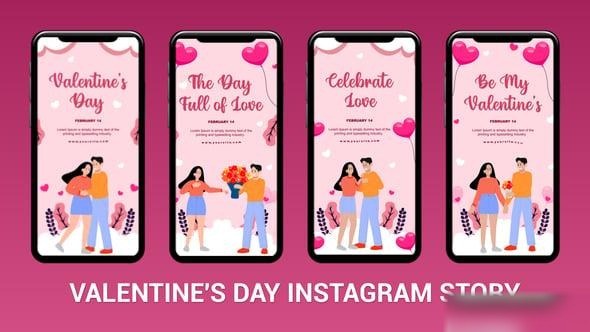 Videohive Flat 2D Character Valentines day Instagram Story Elements template preview