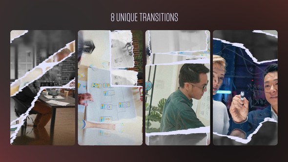 Videohive Paper Tear Transitions Vertical Elements template preview
