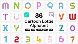 Videohive Cartoon Lottie Alphabets Elements template preview
