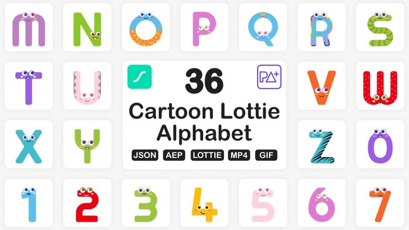 Videohive Cartoon Lottie Alphabets Elements template preview