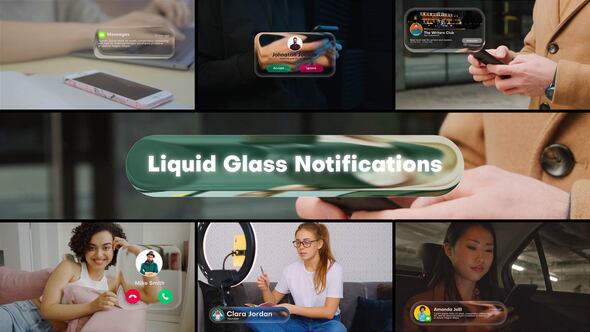 Videohive Glass Liquid Notifications Titles template preview