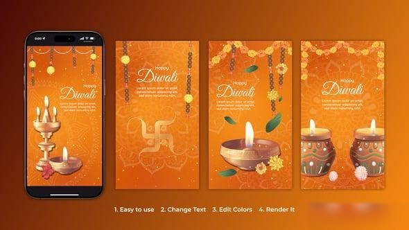 Videohive Happy Diwali Instagram Reels & Stories Openers template preview