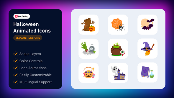 Videohive Halloween Animated Icons Elements template preview