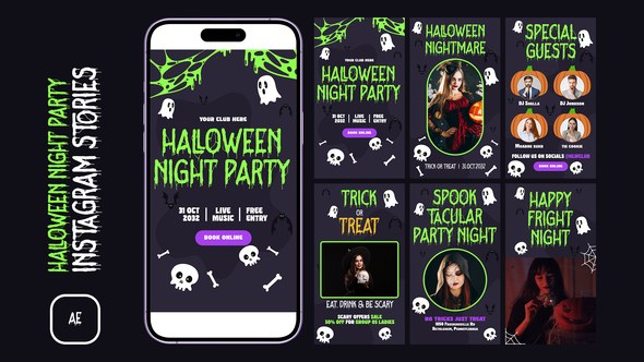 Videohive Halloween Night Party Instagram Stories Product Promo template preview