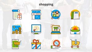 Shopping - Flat Animated Icons Video Displays template preview