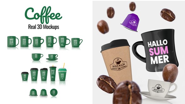 Videohive Coffee Cup Real 3D Mockups Product Promo template preview