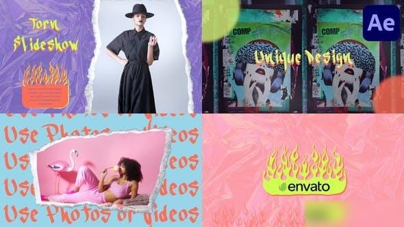 Videohive Torn Slideshow for After Effects Openers template preview