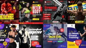 Fitness Promo Instagram Post Video Displays template preview