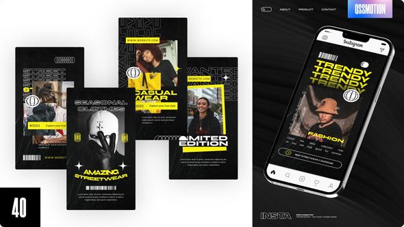 Videohive Peach Streetwear Instagram Stories Video Displays template preview